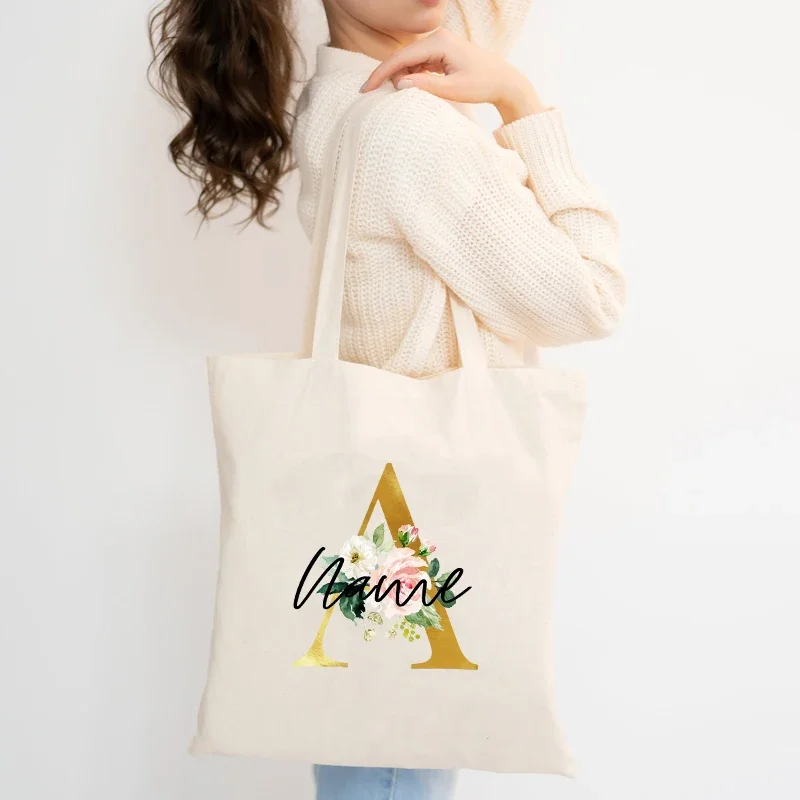 Custom Your Name Canvas Tote Bag Reusable Supermarket Handbag Designer Aesthetics Shopping Bags Hot Selling Top Shoulder Bolsas