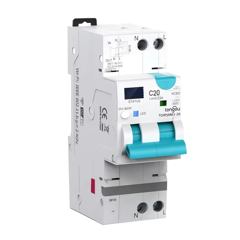 TONGOU Tuya Wifi Smart Circuit Breaker Residual Current Circuit Breaker With Over Current And Leakage Protection