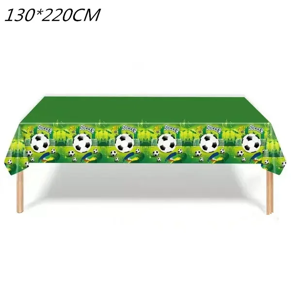 1 Stück grüne Einweg-Tischdecke mit Fußball-Motiv, gestreifte Fußballplatz-Tischdecke, Jungen-Geburtstagsfeier, einzelne Party, Outdoor-Event – Detail 6
