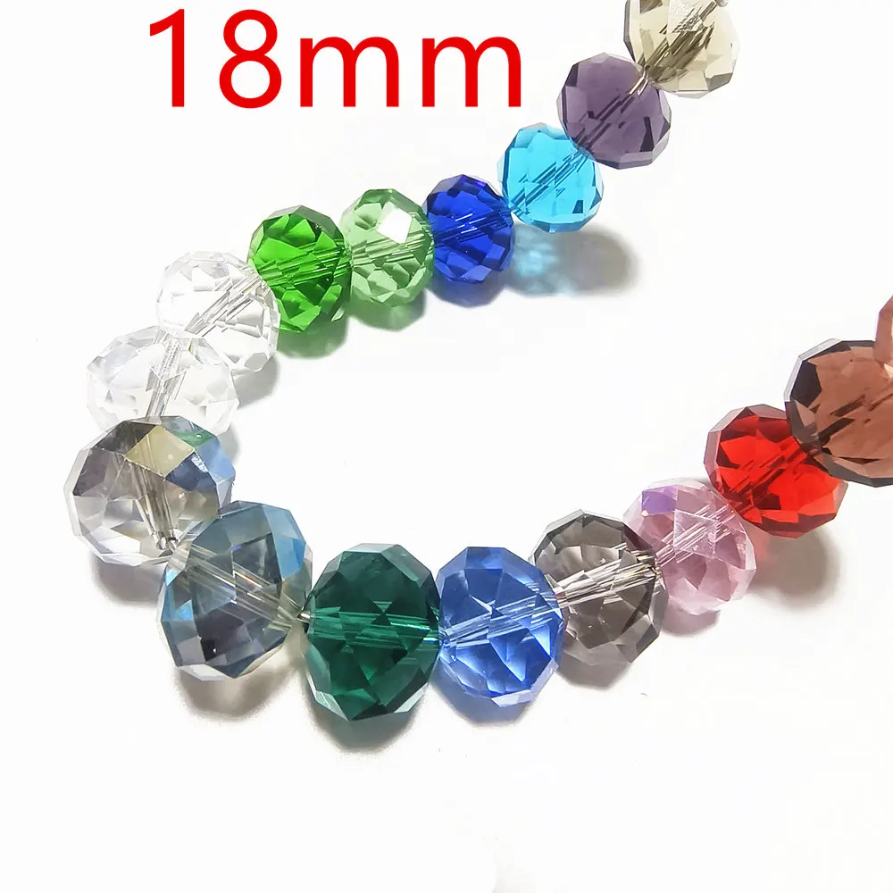 

10pcs 18mm Rondelle Faceted Crystal Glass Loose Beads Spacer Bead Jewelry Making Diy Crafts Findings 22Colors