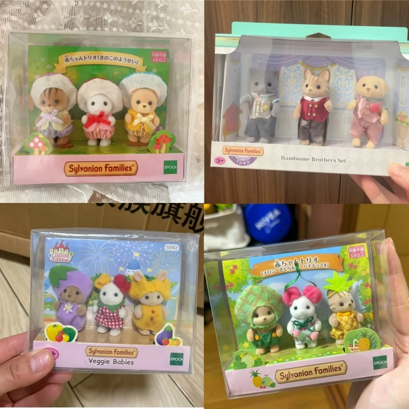 Sylvanian Families Cute Doll Halloween Poodle Mushroom Dress up Fruit Dress Scene Box Set Toy Kawayii Decoration Girl Gifts