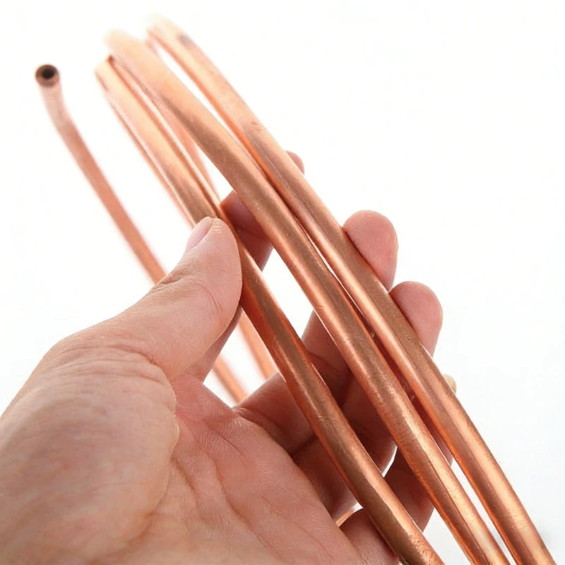 1 Meter T2 Soft Annealed Copper Coil Tube 2-16mm OD, Flexible Refrigeration Tube for AC Refrigerator Repair, HVAC, Easy Bend