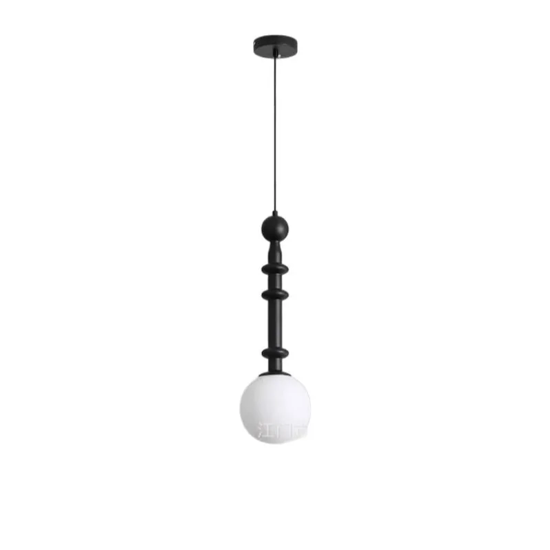 Small chandelier vintage single-head wabi-sabi style café bar counter solid wood pendant string lamp
