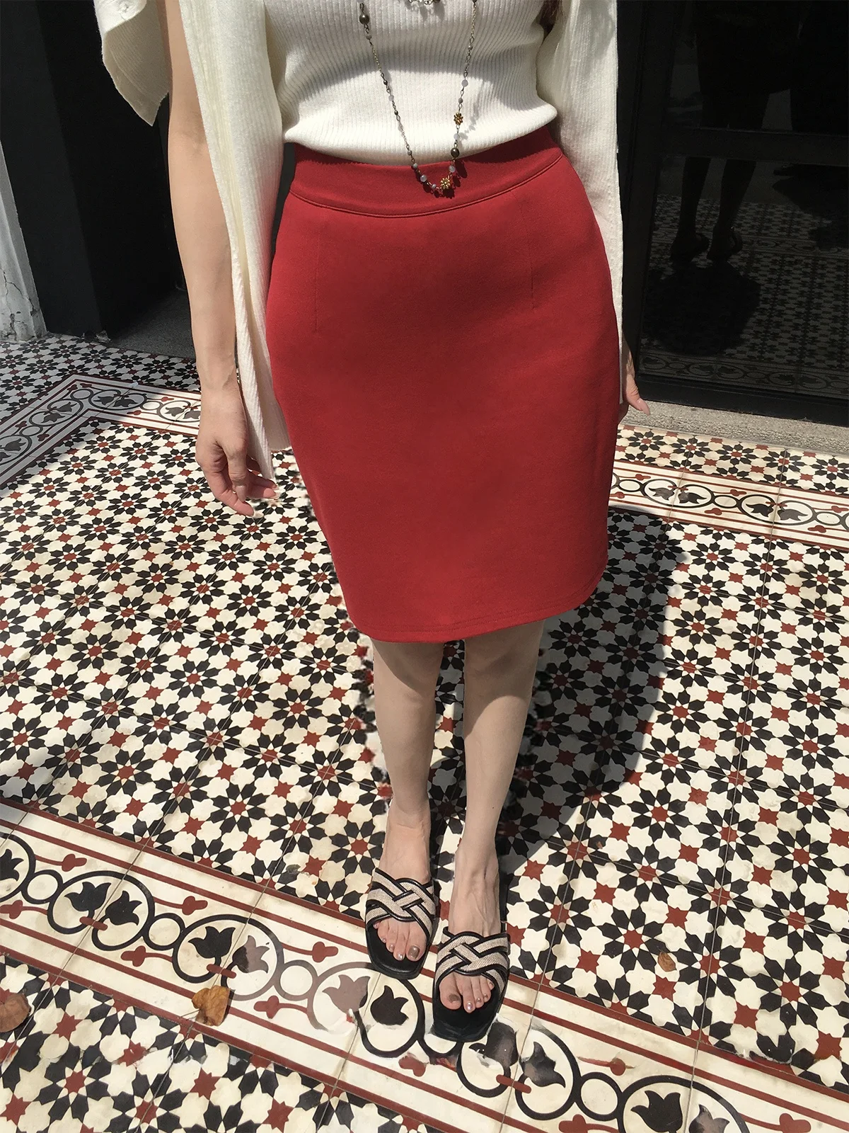 

Red Suit High Waist Slimming ort Skirt for Women Spring New Sle High Quali Tailored Skirt Bodycon Skirt