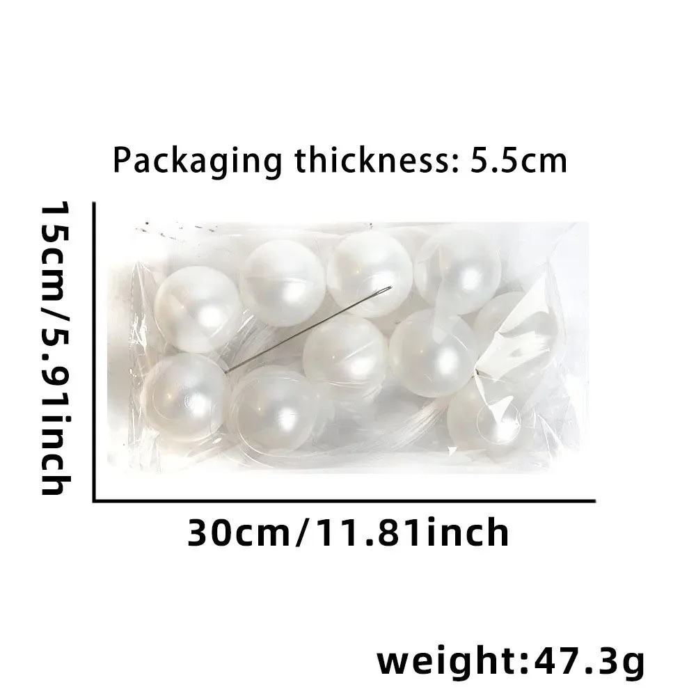 Guirlande de perles artificielles en forme de cœur, étoiles et perles rondes, 10/12/15/20 pièces, pendentifs en plastique blanc