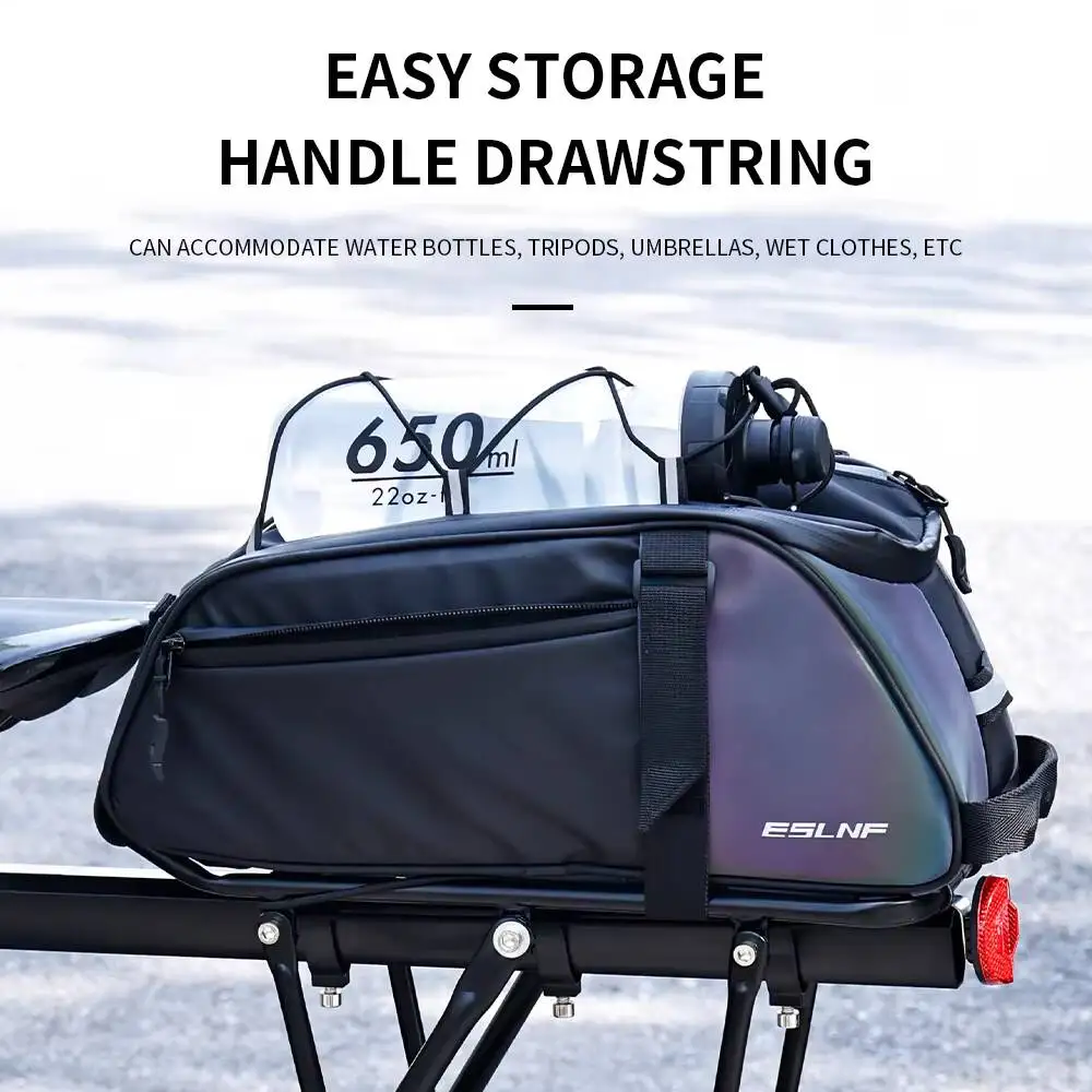 ESLNF Trunk Bicycle Cargo Bag Carrier Cycling Large Waterproof Capacity Reflective Pannier Bag Mountain Bike Rear Bag 2026 New