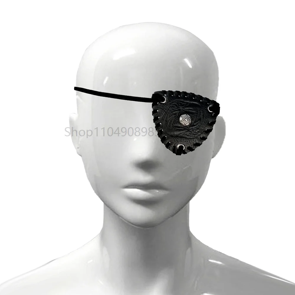 Medieval Steampunk Viking Knight Pirate Vintage Black Faux Leather Eye Patch Halloween Costume Accessories Cosplay Props