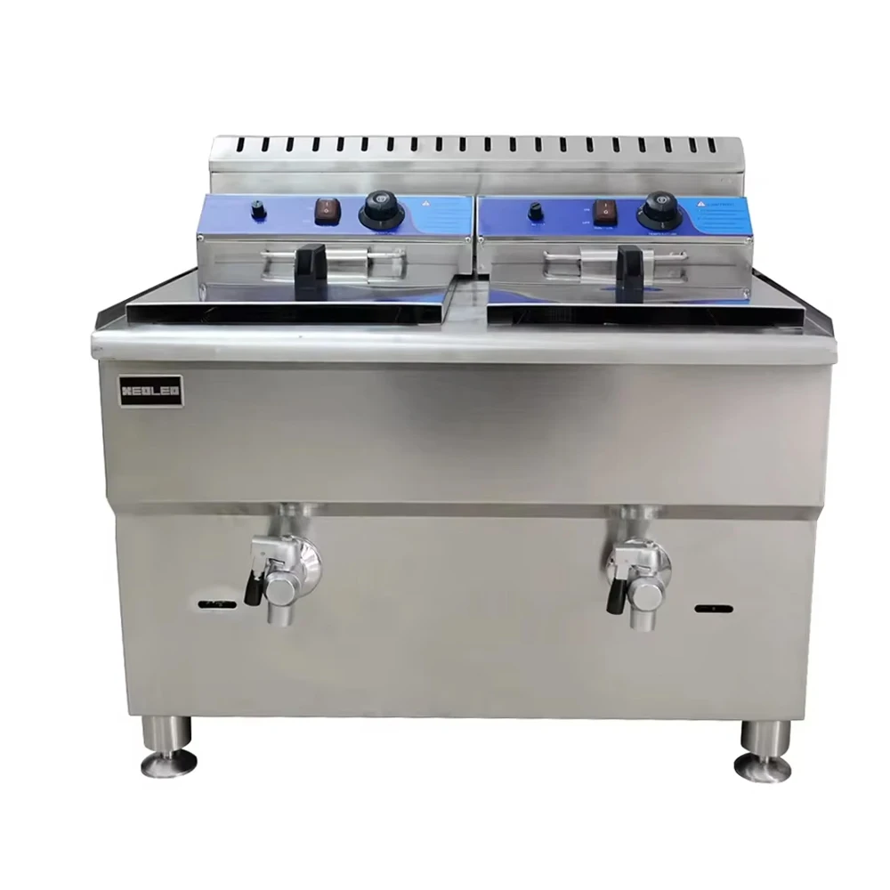 XEOLEO Commercial 36L Double Tank Fryer LPG Gas Chicken Chip Deep Fryer Stainless Steel Fries Deep Fryer Machine
