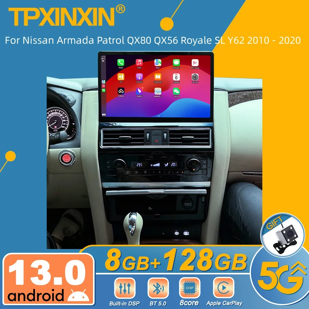 For Nissan Armada Patrol QX80 QX56 Royale SL Y62 2010 - 2020 Android Car Radio 2 Din Autoradio Stereo Receiver GPS Navigator