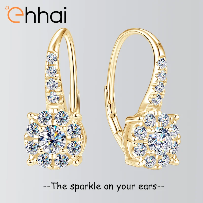 

Ehhai 4mm&2mm&1.7mm&1.5mm Round Moissanite Hoop Earrings for Women S925 Sterling Silver Huggie Earring Fine Jewelry Pendientes