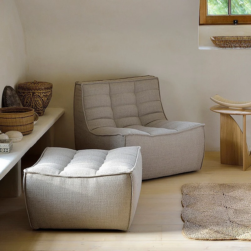 Belgian high-quality designer cloth sofa modern simple straight row small house corner three person sofa combination