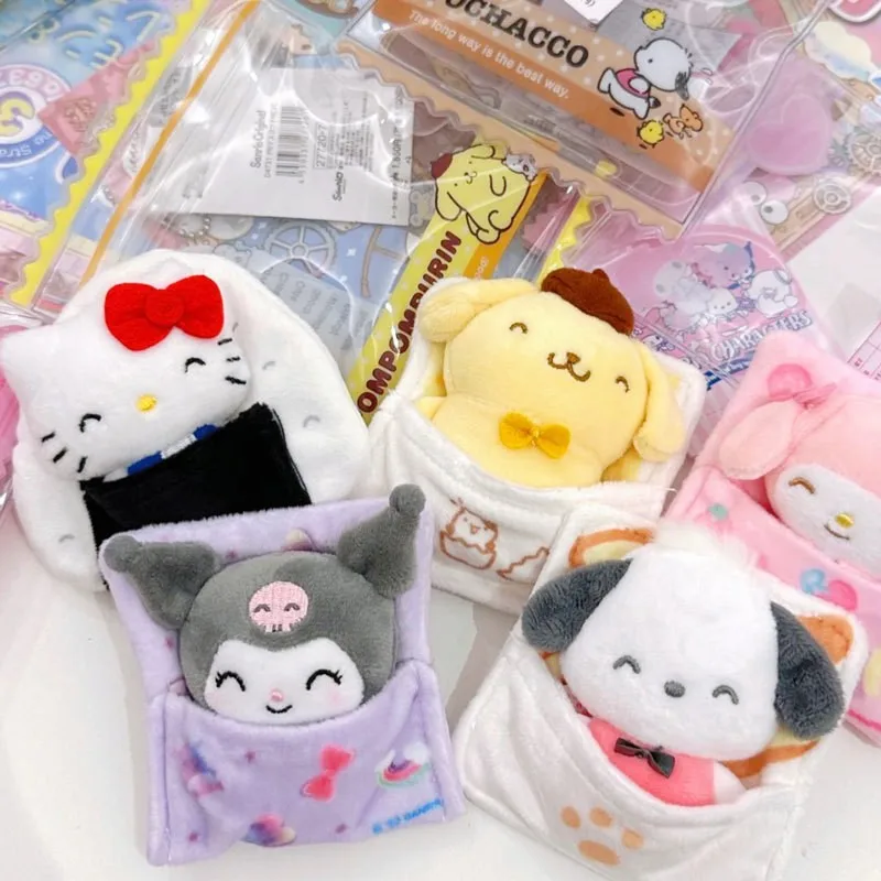 

Sanrio Kuromi My Melody Hello Kitty Мультяшные плюшевые игрушки кулон в виде коричной сумки брелок для ключей серия для девочек рисовый рулон съемный подарок