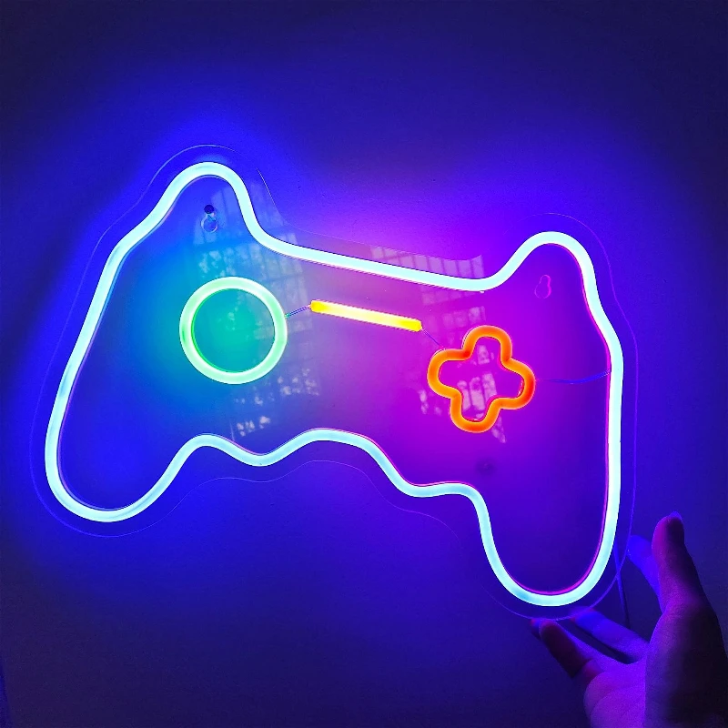 LED Neon Game Controller Ambient Light, Engraved Lamp Sign, Entertainment Room Indoor Party Decoration