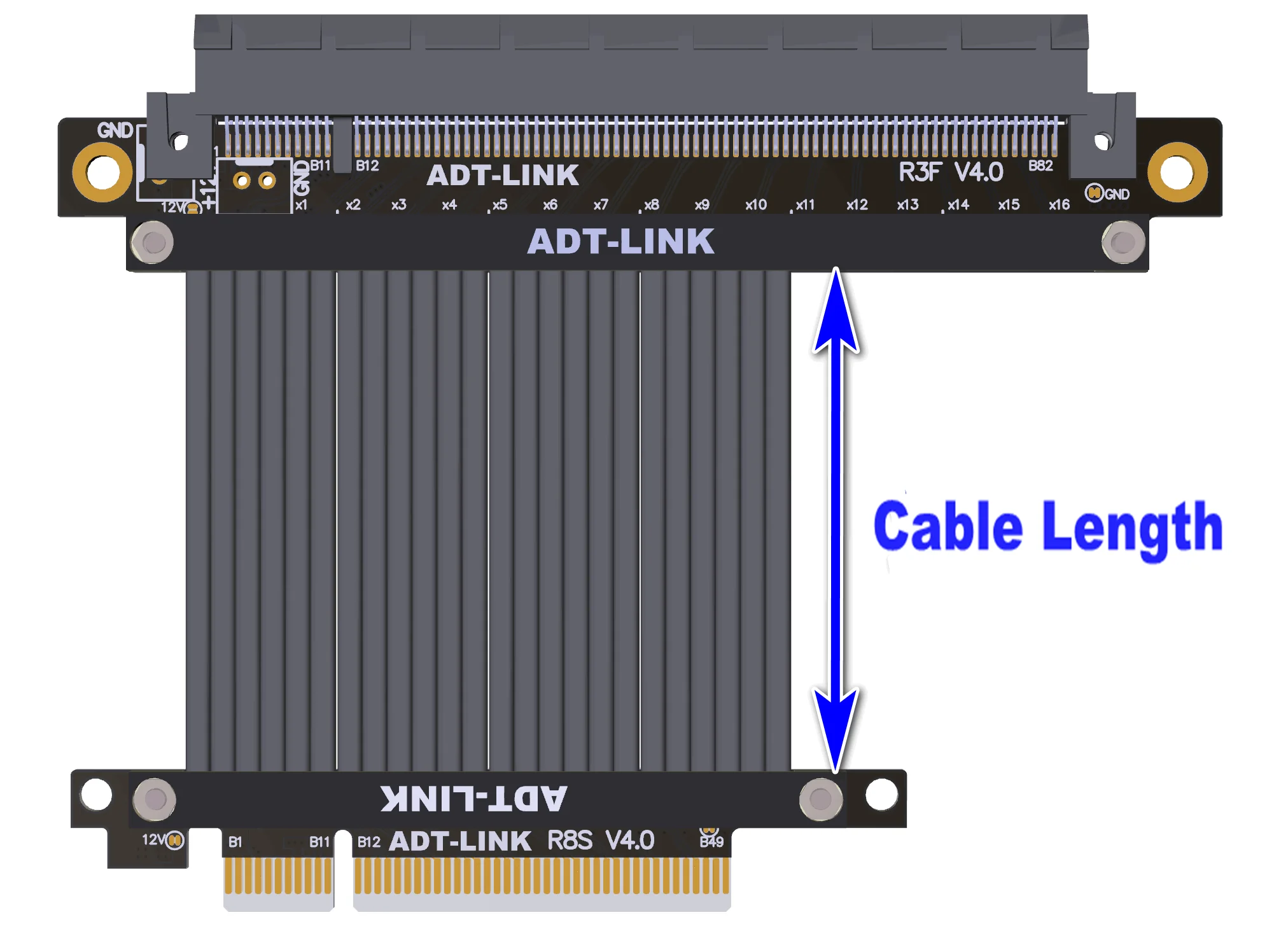 Imagem -04 - Adt Novo Pcie 4.0x8 para X16 Riser Cabo Rtx Gtx Placa Gráfica Gen4 Pci-e 3.0 Cabo de Extensão 90 180 Graus Gpu Jogo Universal