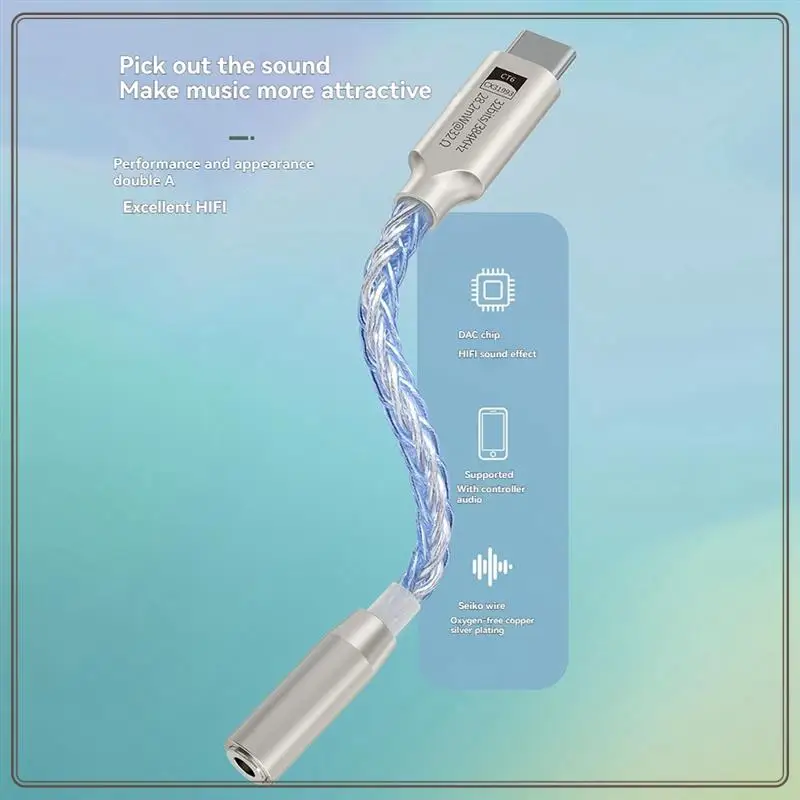 Надежный-32-битный 384 кГц Hi-Fi USB Type C к 3,5 мм аудиоадаптер Hi-Res ЦАП цифровой аудиодекодер разъем для наушников AUX конвертер, 32 бит