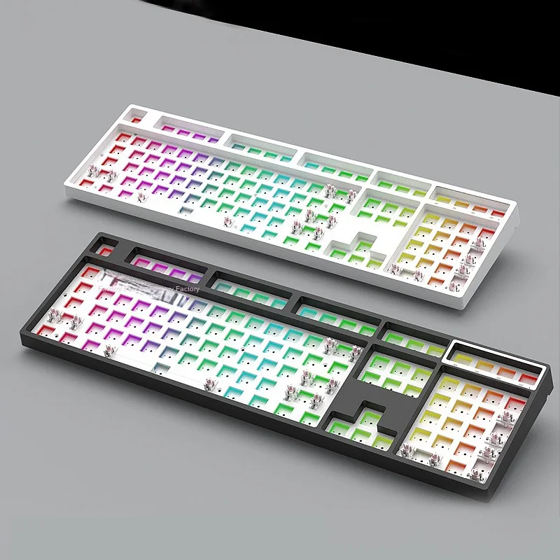 HJS YG108 Mechanical Keyboard Kit Customized RGB Three Mode Wired Wireless Hot Swap Diy PC Gamer Accessories Office Gift VS F108