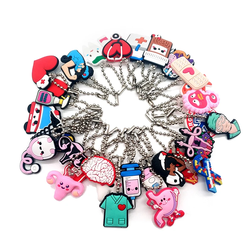 1PCS PVC Hot Sale Cute Style Medical Series Fashion Design Heart Pill Nurse Fit Key Chain Decor Charm Trinkets Handbag Pendant