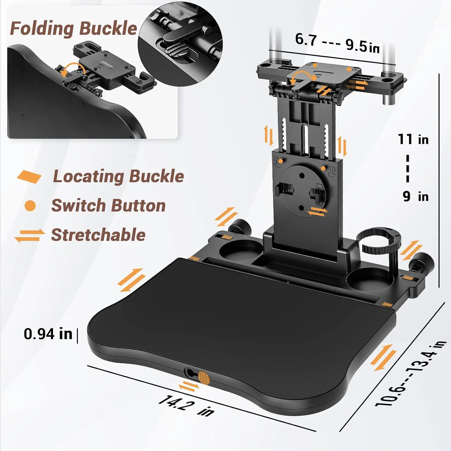 Foldable Car Headrest Back Seat Table High Load‑Bearing Rear Seat Laptop Food Tray Universal Car Interior Accessories