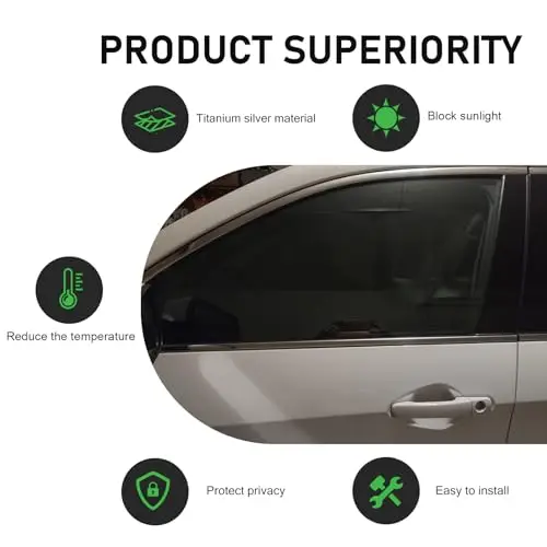 

2pcs Universal Car Front Door Side Window Sunshade Mesh Privacy Curtain Heat Reduction Black