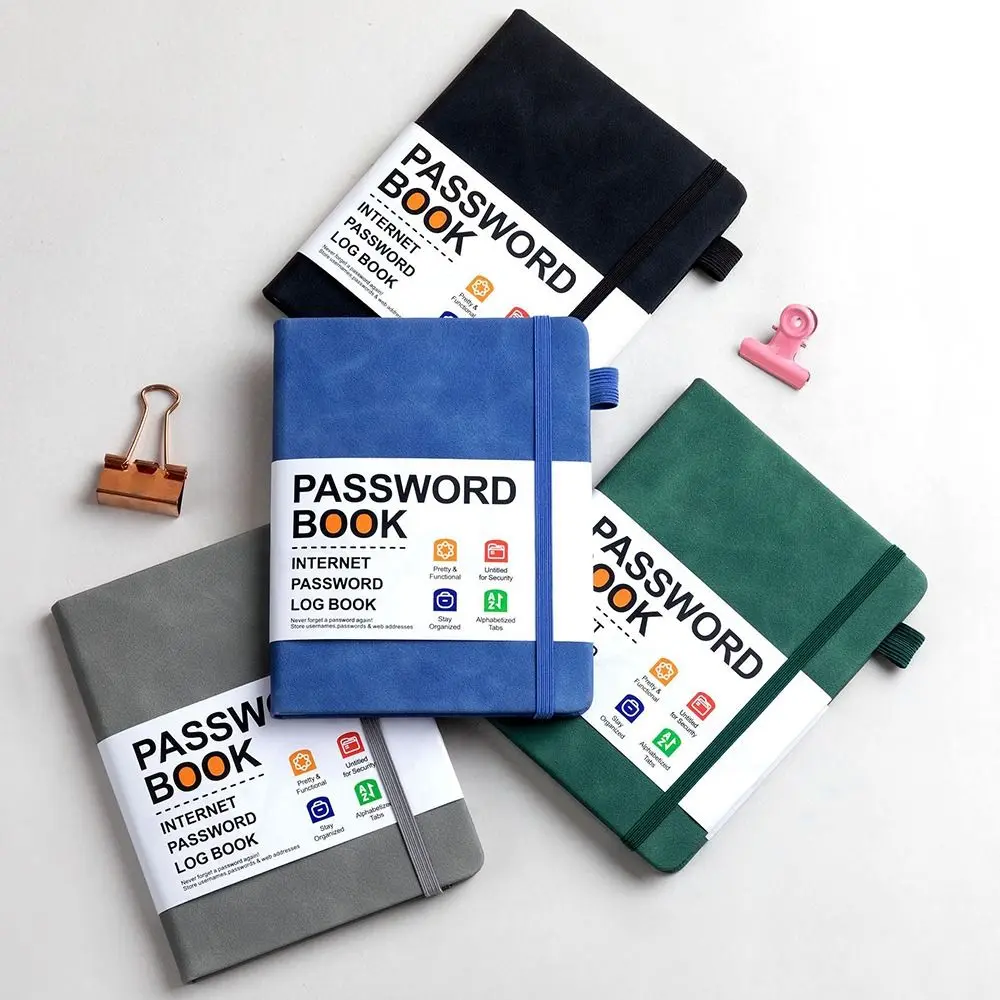 Alphabetical Tabs B6 Password Book PU Leather Cover 60Sheets Logbook Password Keeper Simple Internet Address Organizer
