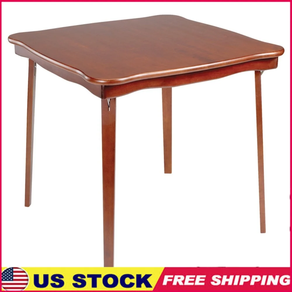 

Hardwood Classic Folding Card Table Scalloped Edge Solid Wood Easy Storage Steel Mechanism Extra Seating Game Table Adults