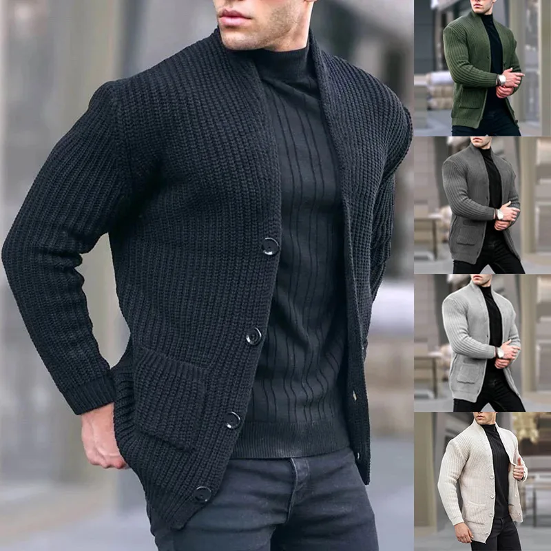 Cardigan Décontracté à Manches sulfpour Homme, Pull Solide, 03 Style, Streetwear avec Poches, Survêtement, Collection Automne Hiver