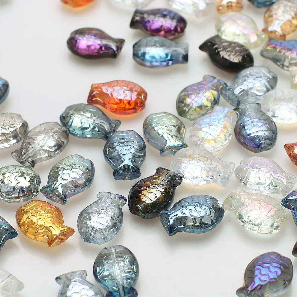 30Pcs Austrian Colourful Crystal Small Fish 10x14mm Glass Loose Beads For DIY Making Charms Earring Necklace Jewlery Accessories