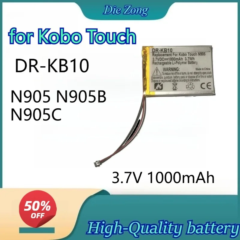 

New 3.7V 1000mAh DR-KB10 Rechargeable Li-Polymer Battery for Kobo Touch N905 N905B N905C E-Reader Batteries H384355 Accessories