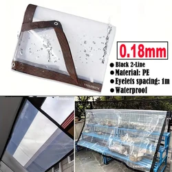 0.18mm Thicken Transparent Waterproof Tarpaulin Garden Rainproof Clear Poly Tarp Plant Cover Insulation Shed Cloth with Grommets