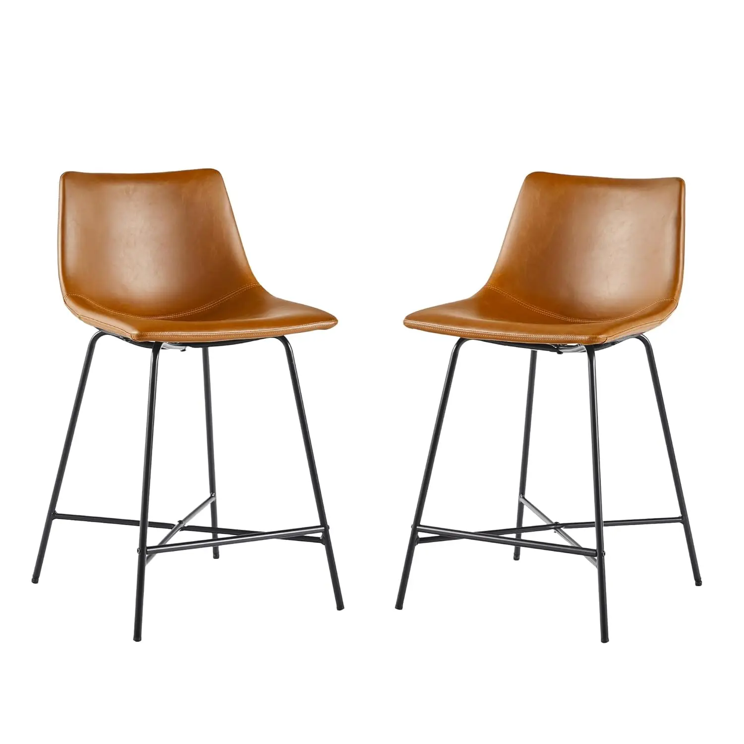 

Xuma Modern Faux Leather Armless Low Back Counter Stool, Set of 2, Whiskey Brown