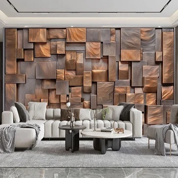 Modern Arte Abstrata Papel De Parede, Ouro Bloco Relief Pattern, Mural Sala de estar, Sala de jantar, Home Decor
