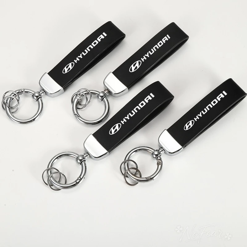 

Leather Car Logo Keychain Key Ring Pendant Gifts For hyundai Accent Azera Elantra ioniq Palisade Tucson Tuscani Veloster Sticker