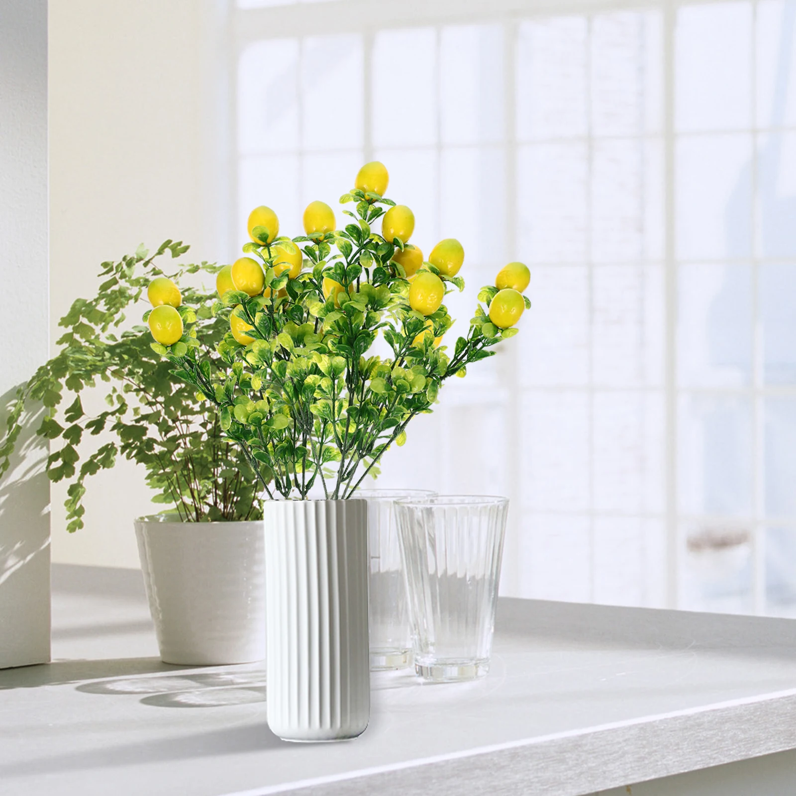 

2Pcs Simulation Fruit Decor Sturdy Wear-Resistant Fake Fruit Branches for Office Mall Kitchen Dining Tabletop Decorations