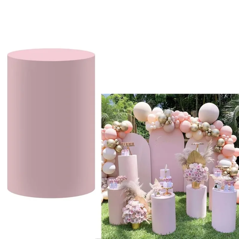 Stylish pink iron cylindrical base display stand wedding cake dessert base column background decoration suitable