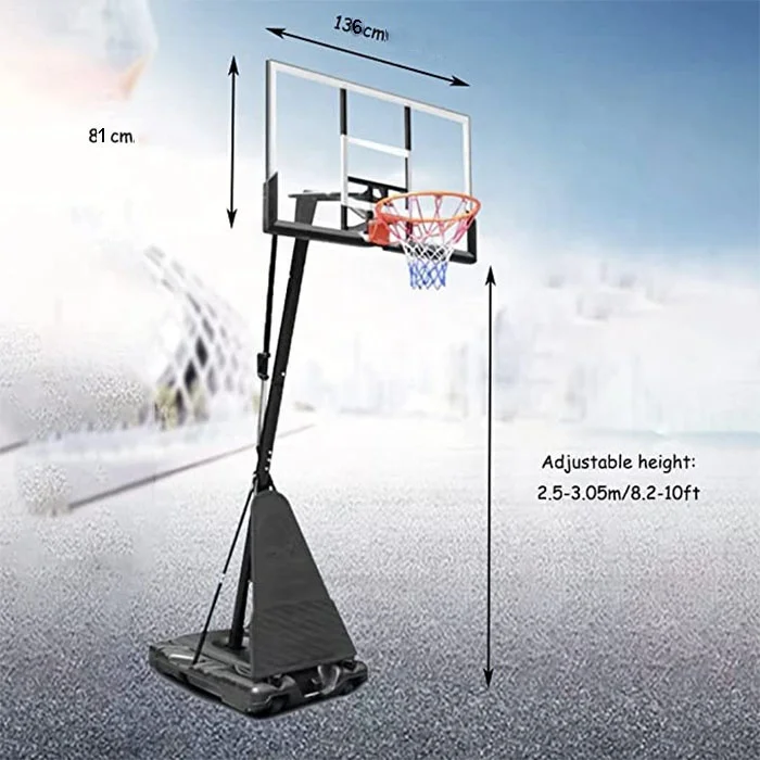 حامل كرة السلة المحمول قابل للتعديل الارتفاع 8ft -10ft 2.5m-3.05m كرة السلة المحمولة هوب الكبار الشباب المراهقين استخدام داخلي في الهواء الطلق