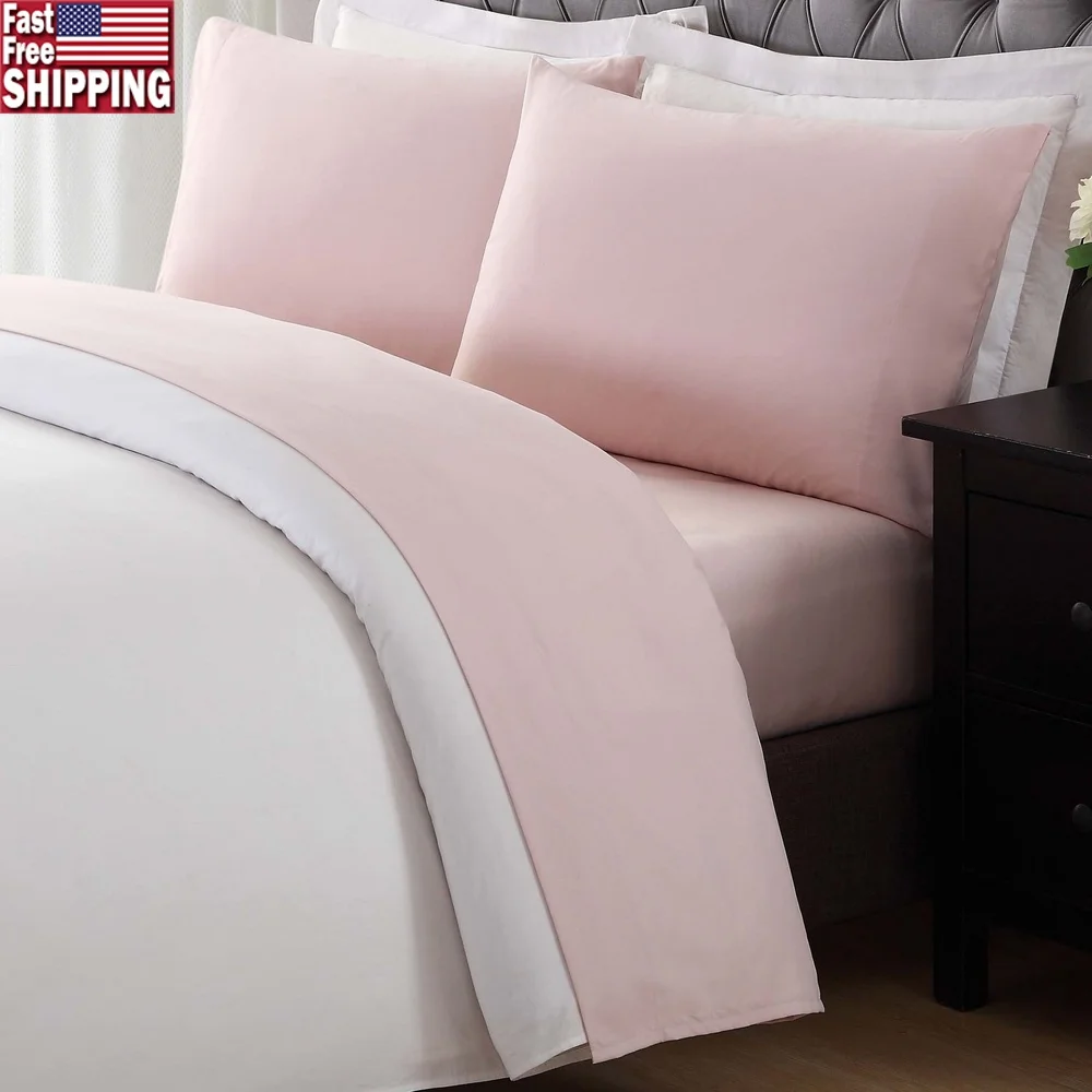 

Solid Blush Twin Microfiber Sheet Set 3 Pieces Soft Brushed Polyester Includes Fitted Flat Pillow Cases Machine Washable Stain