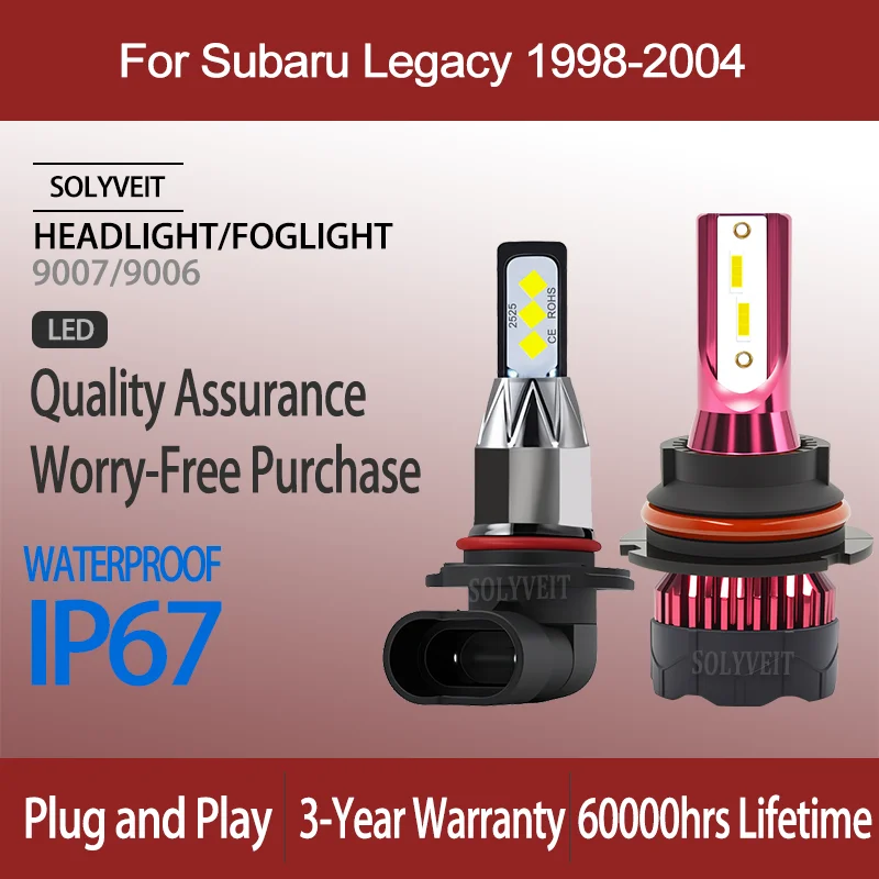 

Простые в установке, надежные светодиодные фары 9007 9006 для ночного вождения, противотуманные фары для Subaru Legacy 1998-2004 годов выпуска.