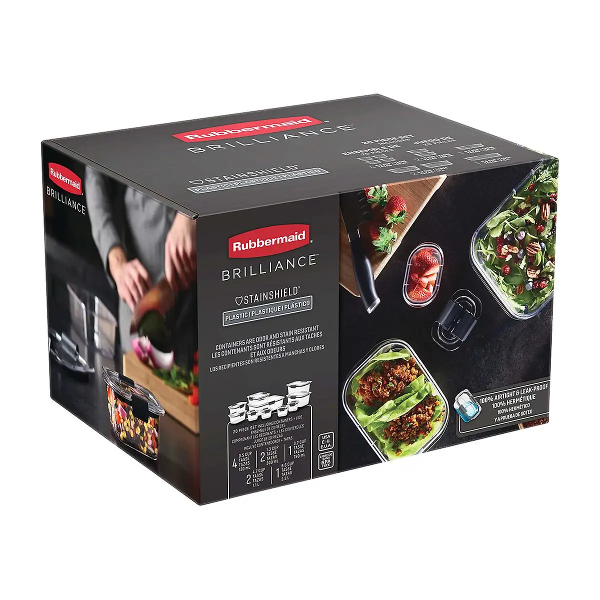 Rubbermaid Brilliance Food Storage Container Variety Set of 20