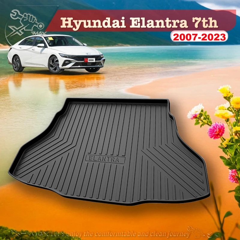 

For Hyundai Elantra 7th 2007-2023 Fit Car Trunk Mat All Season Black Cargo Mat 3D Shaped Laser Measured Trunk Liners