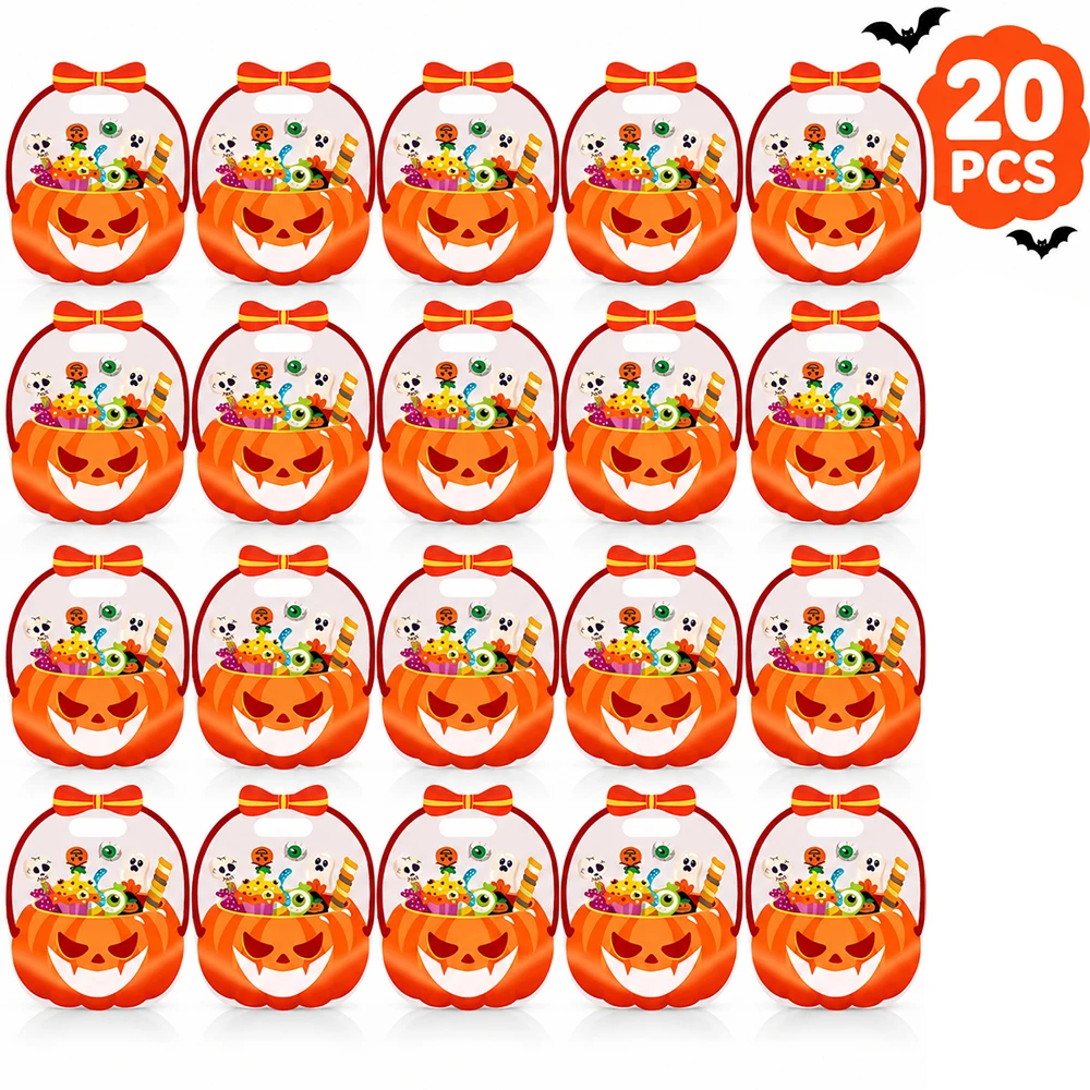 5/10/20 Stück Halloween-Süßigkeitentüten mit Griffen, wiederverschließbare Plastiktüten für „Trick or Treat“, große Geschenktüten für Süßigkeiten. – Detail 10