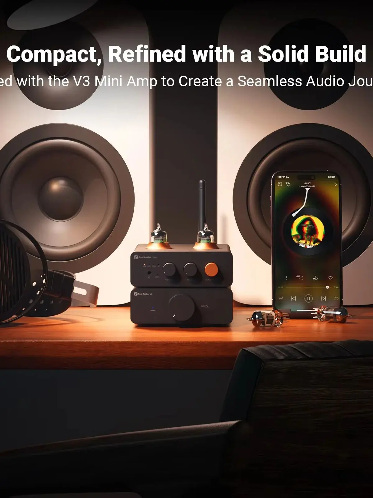 Fosi Audio GR40 Bluetooth USB DAC Kopfhörerverstärker Röhrenvorverstärker und Kopfhörerverstärker mit Röhren Kompakt mit V3, ZA3