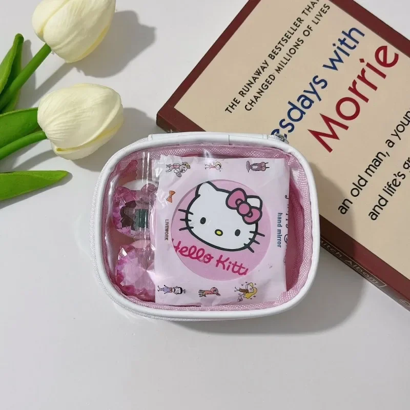 Sanrio Hello Kitty Contact Lens Case Contact Lens Box Anime Kawaii Vintage Cartoon Cute Girl Heart Compact Portable Two Outfits