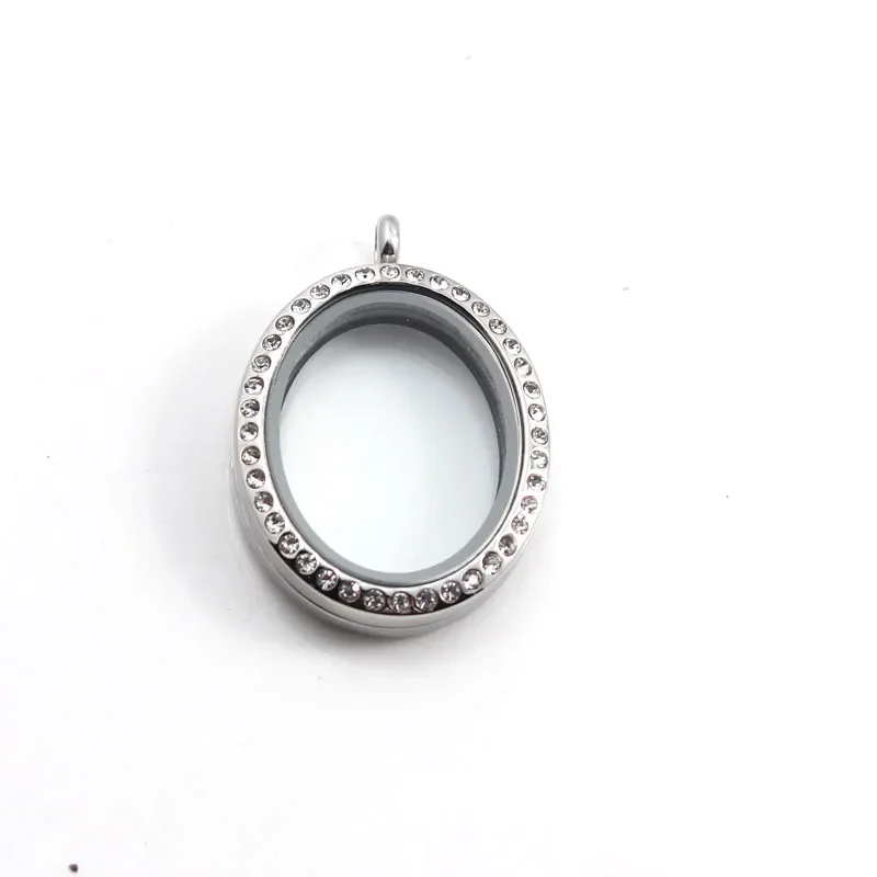 316L Stainless Steel Oval Magnetic Floating Locket Pendant Memory Glass Locket Pendant Charms for Necklace Jewelry DIY