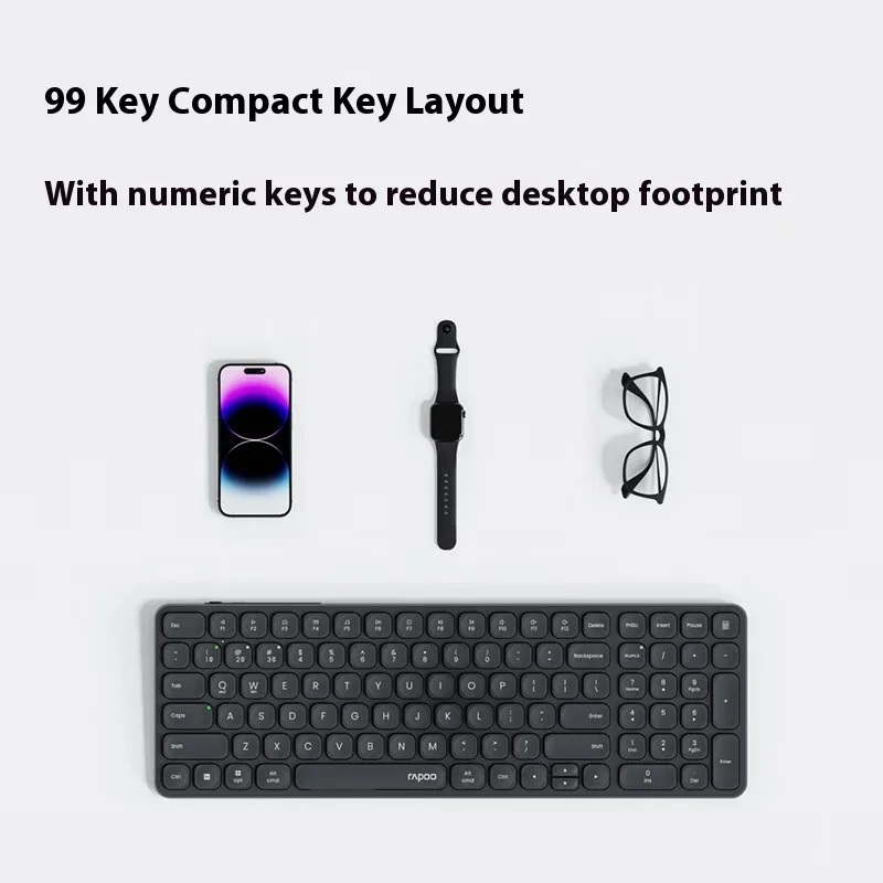 Rapoo E9350L Membrane Keyboard Tri-mode Wireless Bluetooth Blade Ultra-thin 99Keys 500mAh Long-endurance Custom PC Keyboards