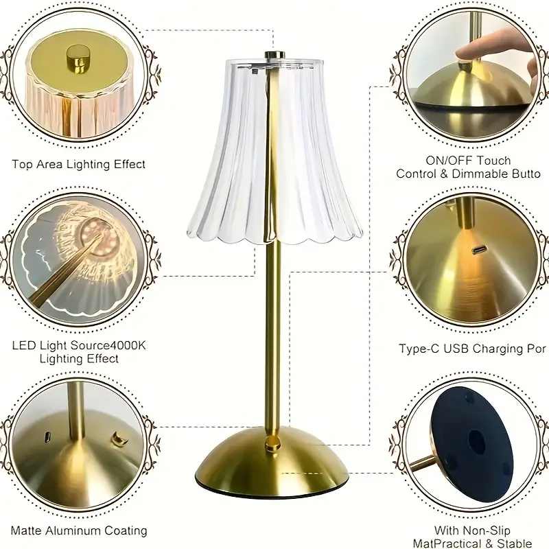Moderne Retro LED Kristall Schreibtischlampe Dekorative Kunst Stil Kristall Atmosphäre Lampe Touch Einstellbare Dimmen Schlafzimmer Dekoration