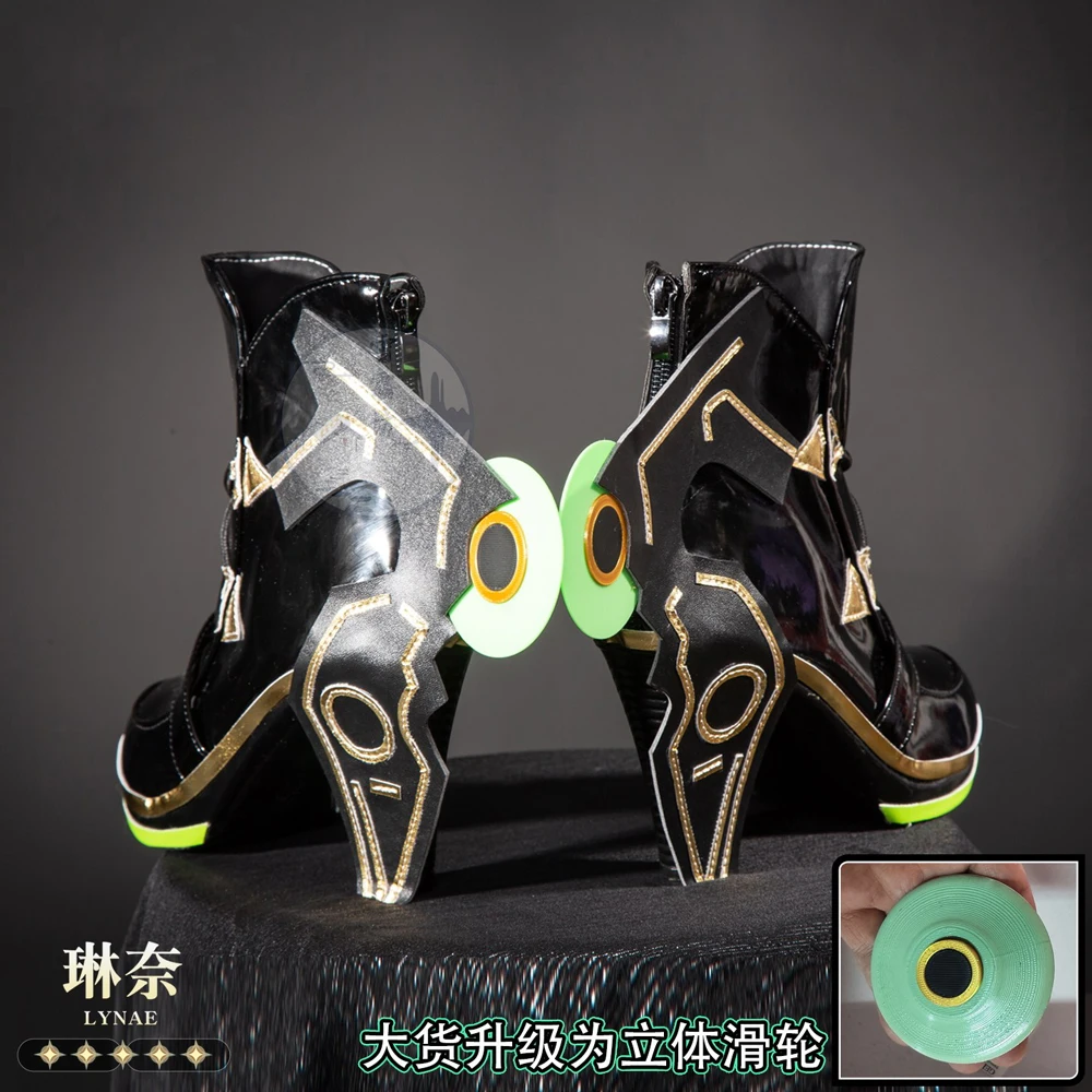 Game Wuthering Waves LYNAE Cosplay Shoes Customized 9CM Heel Black Boots Men Women Halloween Carnival Party Role Play Shoes