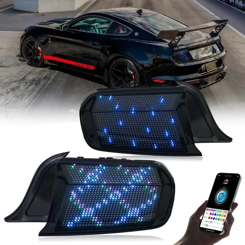 

For Ford Mustang 2015-2023 RGB LED Tail Lights Pair, Animated Smoke Dynamic Rear Lamps Upgrade