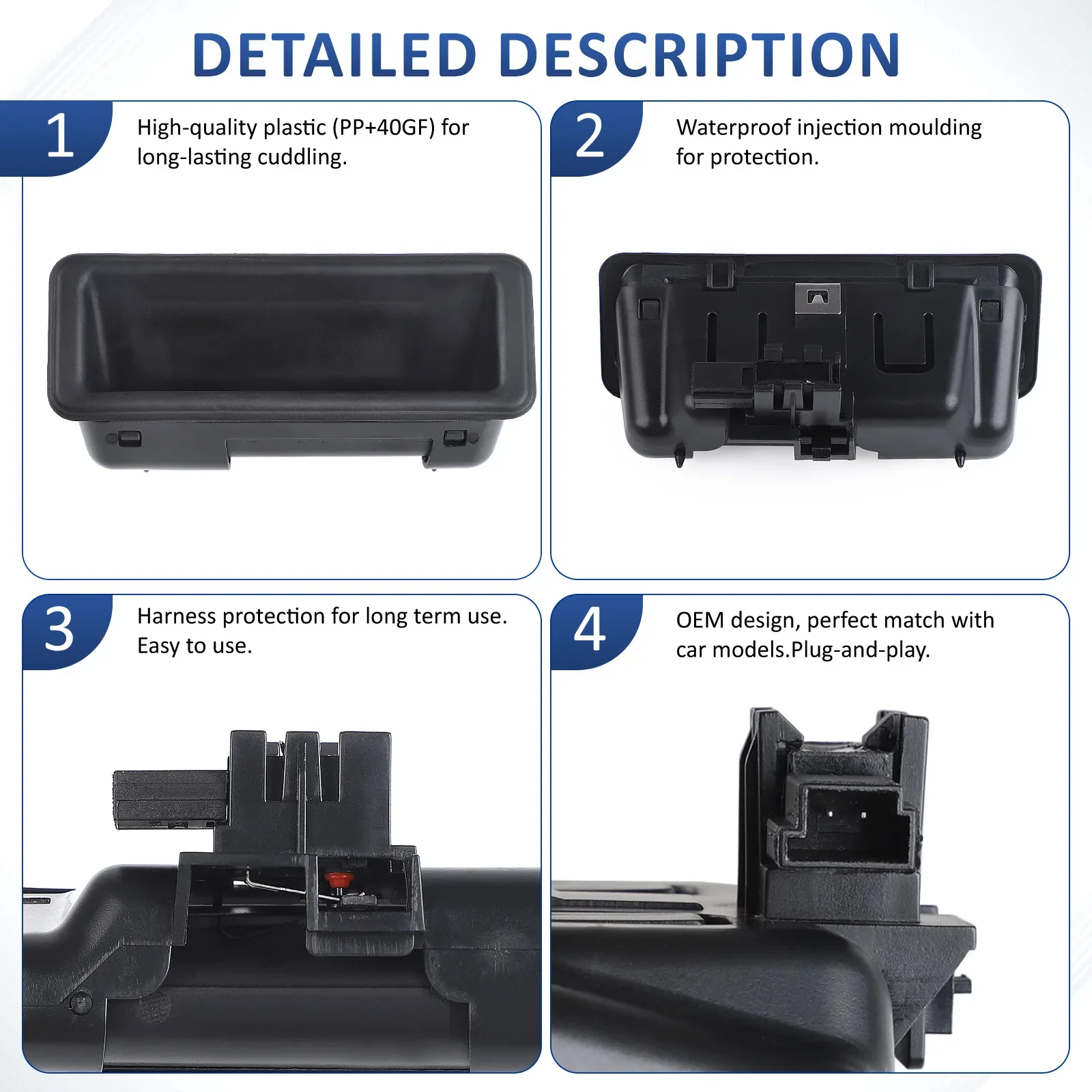 7118158 51247118158 สีดำ ที่จับล็อคฝากระโปรงท้ายแบบกด สำหรับ BMW ซีรีส์ 3 E92 2005-2013 สำหรับ BMW ซีรีส์ 3 E93 2006-2013