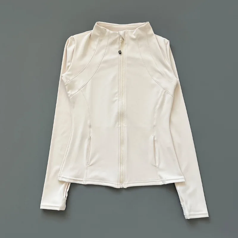 Ropa de yoga para correr con cuello levantado, chaqueta deportiva con cremallera, prendas de vestir exteriores de manga larga, top ajustado, ropa de protección solar