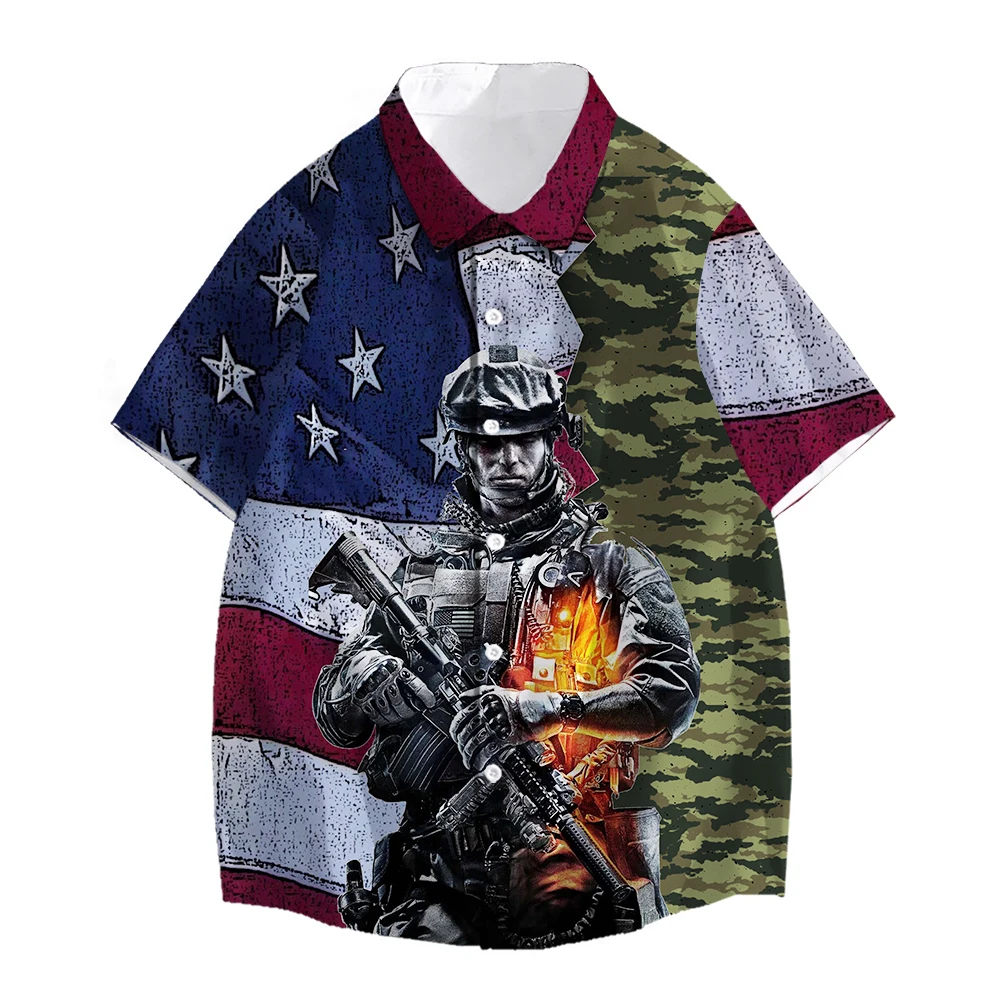 SONSPEE New Militants Soldier 3D Printing Shirt Men Women's American The Special Arms Oversize Clothing Short Sleeve Tops Blouse